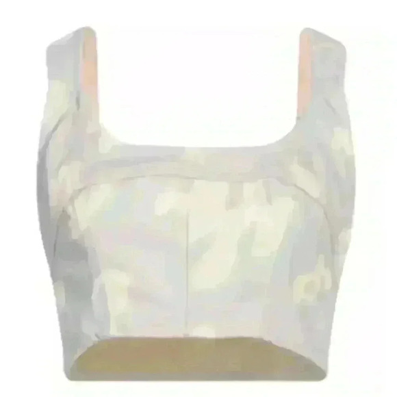 NEW Frame Women's Blue Printed Seamed Bustier Denim Cropped Tank Top Size XS - Picture 2 of 9